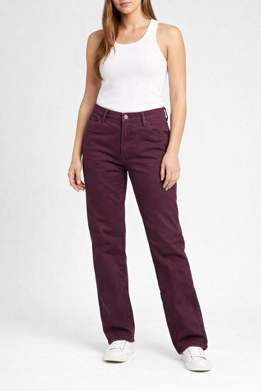 Levi's Women's Reflected Selvedge Straight Leg Twill Pants Maroon Size 30